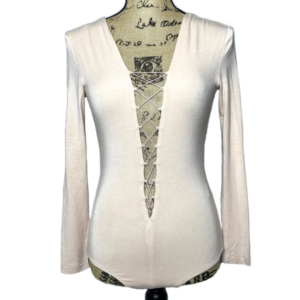 T Alexander Wang Pink Lace Up Bodysuit